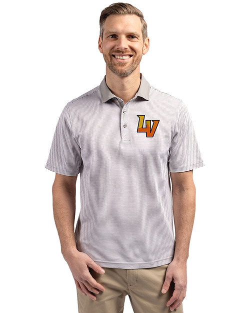 Las Vegas Aviators Cutter & Buck Virtue Eco Pique Micro Stripe Recycled Mens Big & Tall Polo Polished/White Front