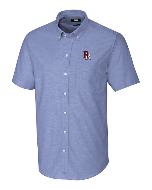 Round Rock Express Cutter & Buck Stretch Oxford Mens Big and Tall Short Sleeve Dress Shirt French Blue Mannequin