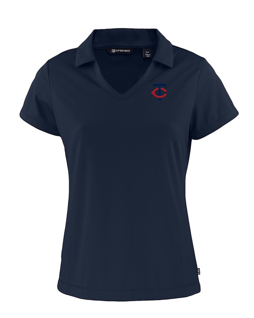 Minnesota Twins Cutter & Buck Daybreak Recycled Womens V-Neck Polo Navy Blue Mannequin