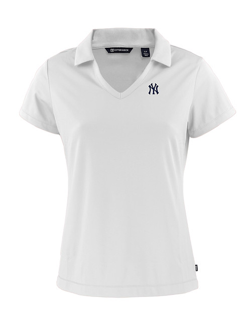 New York Yankees Cutter & Buck Daybreak Eco Recycled Womens V-neck Polo White Mannequin