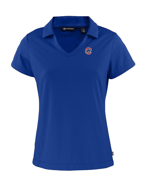 Chicago Cubs Cutter & Buck Daybreak Recycled Womens V-Neck Polo Tour Blue Mannequin