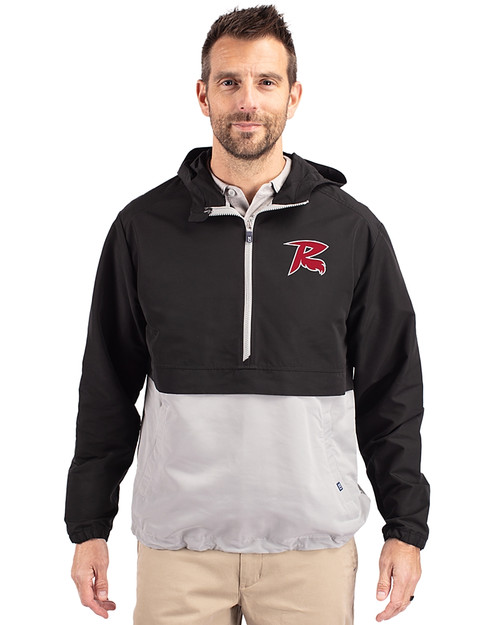Richmond Flying Squirrels Cutter & Buck Charter Eco Recycled Mens Anorak Jacket Black/Polished Front