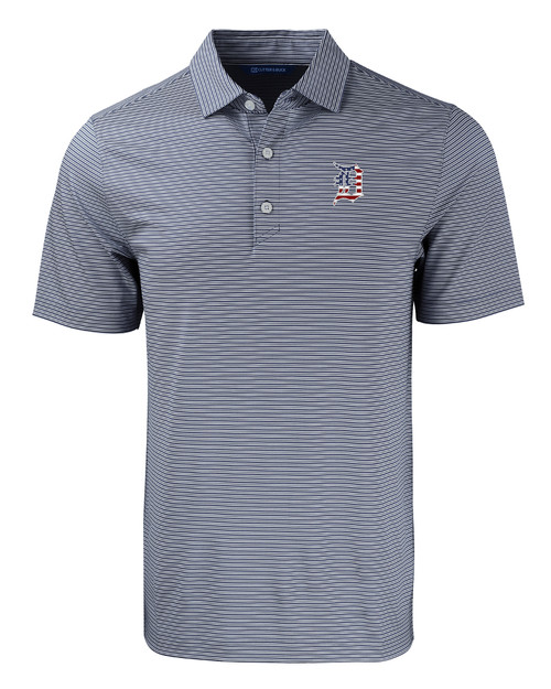 Detroit Tigers Stars & Stripes Cutter & Buck Forge Eco Double Stripe Stretch Recycled Mens Polo NVBW_MANN_HG 1