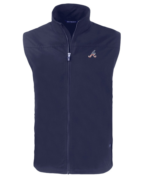 Atlanta Braves Stars & Stripes Cutter & Buck Charter Eco Full-Zip Mens Big & Tall Vest NVBU_MANN_HG 1