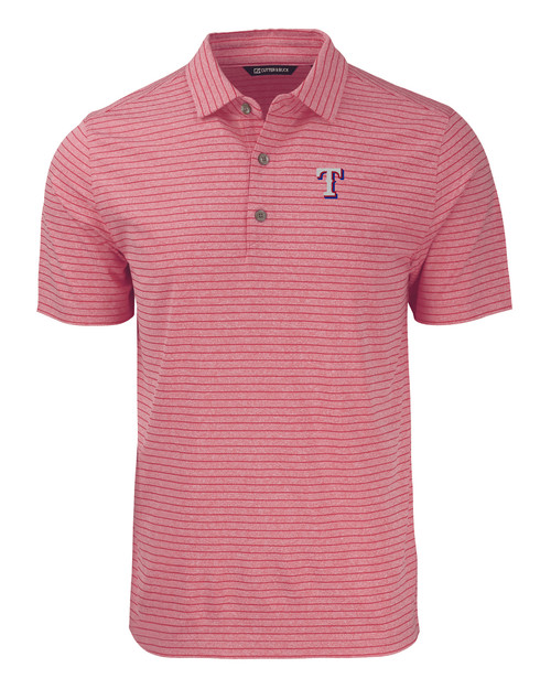 Texas Rangers Cutter & Buck Forge Eco Heather Stripe Stretch Recycled Mens Big & Tall Polo CRH_MANN_HG 1