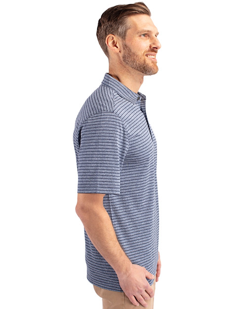 Detroit Tigers Cutter & Buck Forge Eco Heather Stripe Stretch Recycled Mens Big & Tall Polo Navy Blue Heather Side