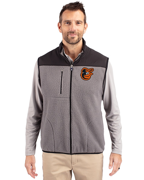 Baltimore Orioles Cutter & Buck Cascade Eco Fleece Mens Vest Elemental Grey/Black Front