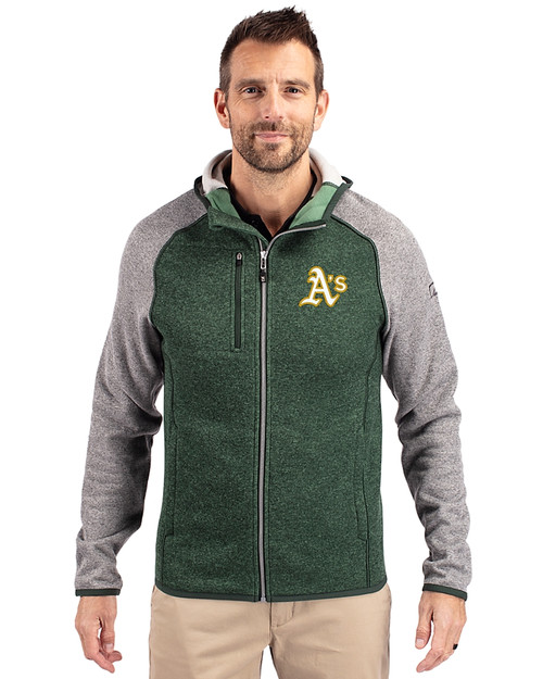 Athletics Cutter & Buck Mainsail Full Zip Hooded Mens Jacket Hunter Heather/Polished Heather Front