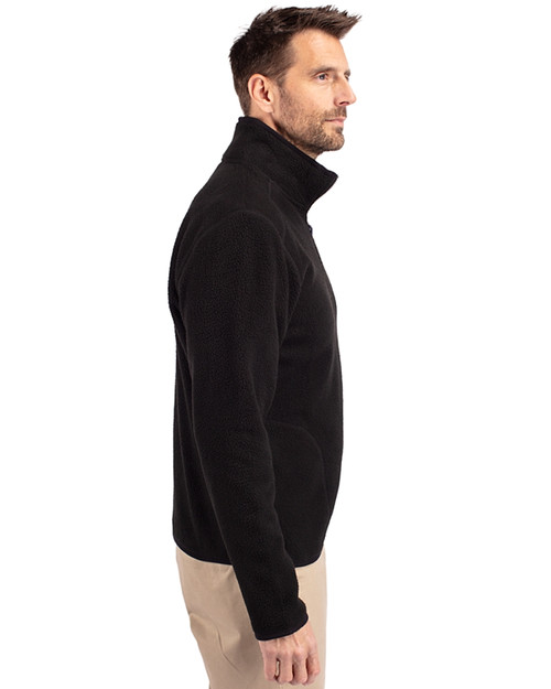Nebraska Cornhuskers College Vault Cutter & Buck Cascade Eco Sherpa Fleece Mens Big & Tall Quarter Zip Jacket Black Side