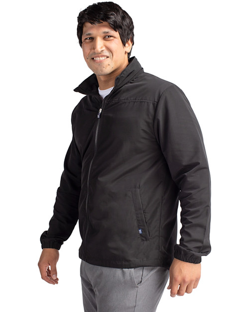 Nebraska Cornhuskers College Vault Cutter & Buck Charter Eco Knit Recycled Big & Tall Full-Zip Jacket Black Side
