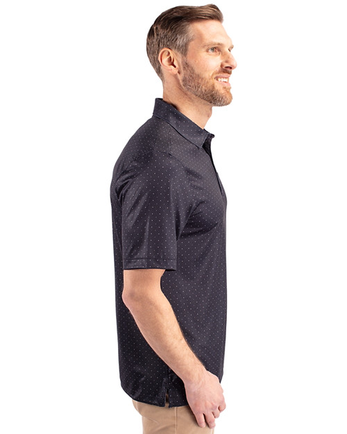 Idaho State Bengals College Vault Cutter & Buck Pike Double Dot Print Stretch Mens Polo Black Side