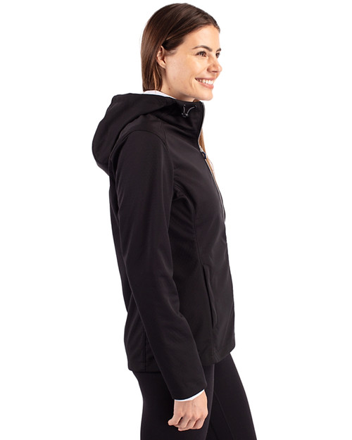 Nebraska Cornhuskers College Vault Cutter & Buck Evoke Softshell Recycled Full Zip Womens Jacket Black Side