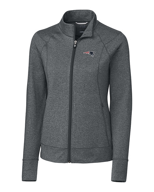 New England Patriots Cutter & Buck Shoreline Heathered Womens Full Zip Jacket Charcoal Heather Mannequin