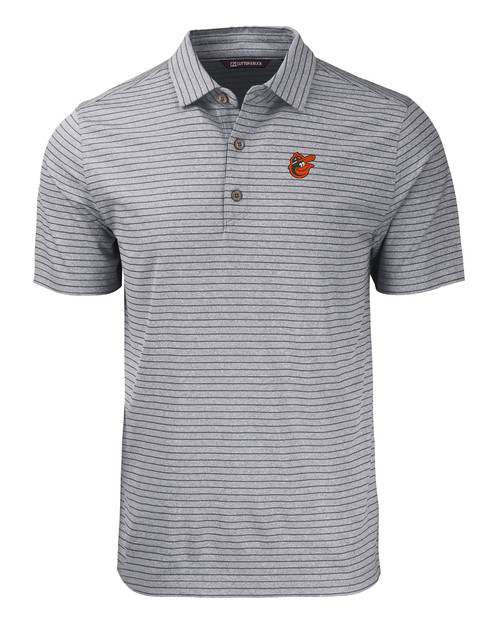 Baltimore Orioles Cooperstown Cutter & Buck Forge Eco Heather Stripe Stretch Recycled Mens Big & Tall Polo BLH_MANN_HG 1