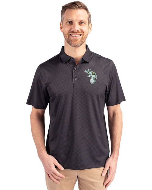 Athletics Cooperstown Cutter & Buck Pike Eco Tonal Geo Print Stretch Recycled Mens Big & Tall Polo Black Front