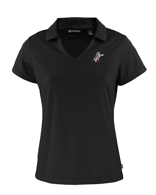 Cincinnati Reds Cooperstown Cutter & Buck Daybreak Recycled Womens V-Neck Polo Black Mannequin