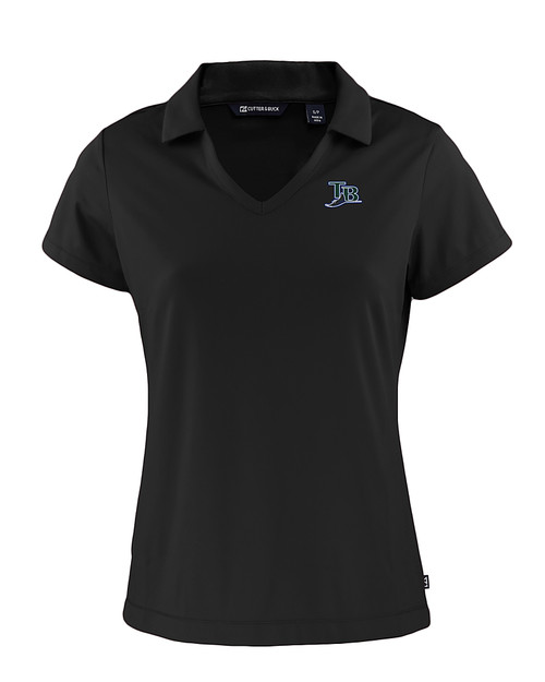 Tampa Bay Rays Cooperstown Cutter & Buck Daybreak Eco Recycled Womens V-neck Polo Black Mannequin
