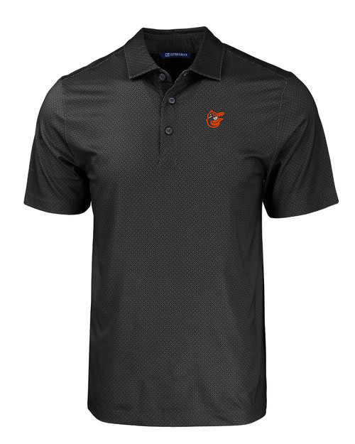 Baltimore Orioles Cooperstown Cutter & Buck Pike Eco Tonal Geo Print Stretch Recycled Mens Polo BL_MANN_HG 1