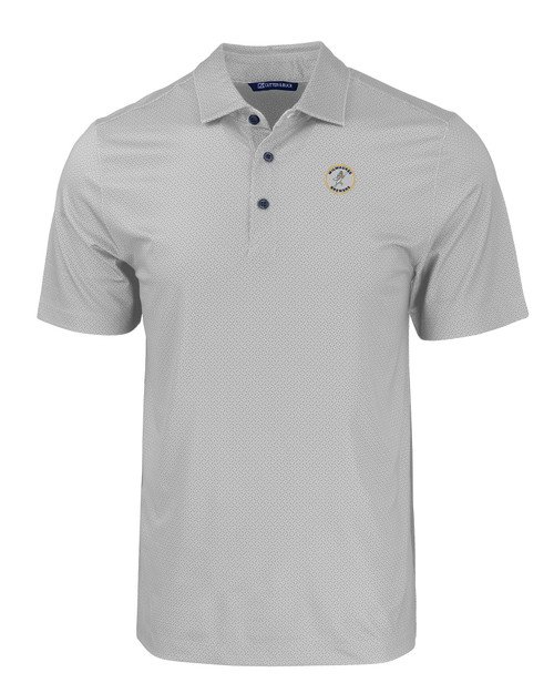 Milwaukee Brewers Cooperstown Cutter & Buck Pike Eco Tonal Geo Print Stretch Recycled Mens Polo EG_MANN_HG 1