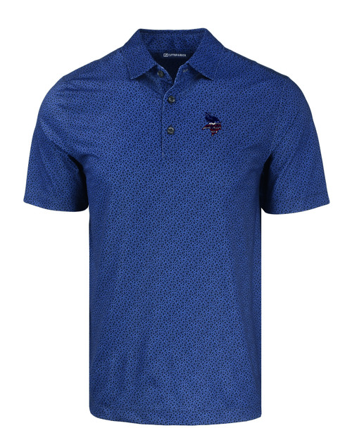 Minnesota Vikings Americana Cutter & Buck Pike Eco Pebble Print Stretch Recycled Mens Polo NVBU_MANN_HG 1