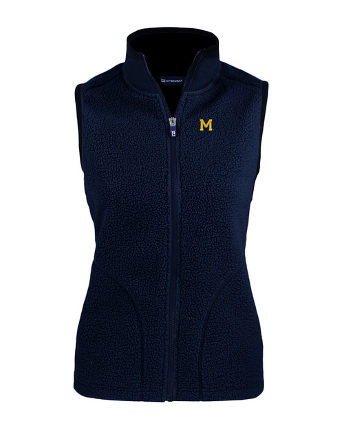 Michigan Wolverines College Vault Cutter & Buck Cascade Eco Sherpa Fleece Womens Vest NVBU_MANN_HG 1