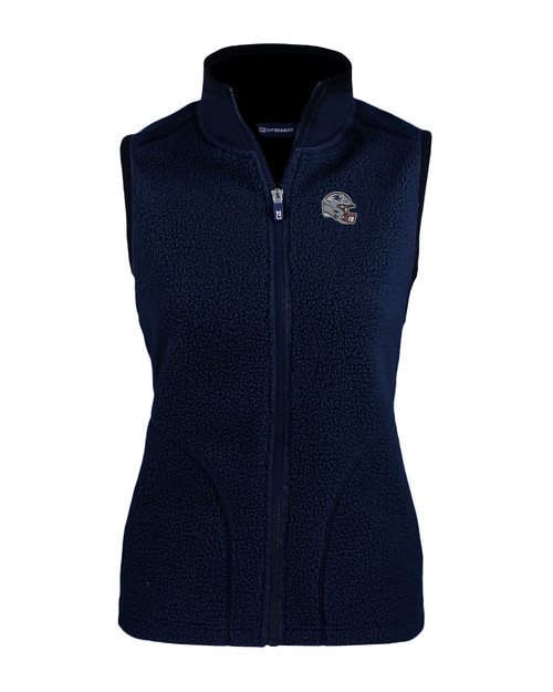 New England Patriots NFL Helmet Cutter & Buck Cascade Eco Sherpa Fleece Womens Vest NVBU_MANN_HG 1