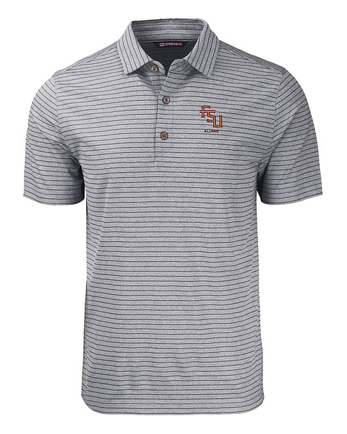 Florida State Seminoles Alumni Cutter & Buck Forge Eco Heather Stripe Stretch Recycled Mens Big & Tall Polo BLH_MANN_HG 