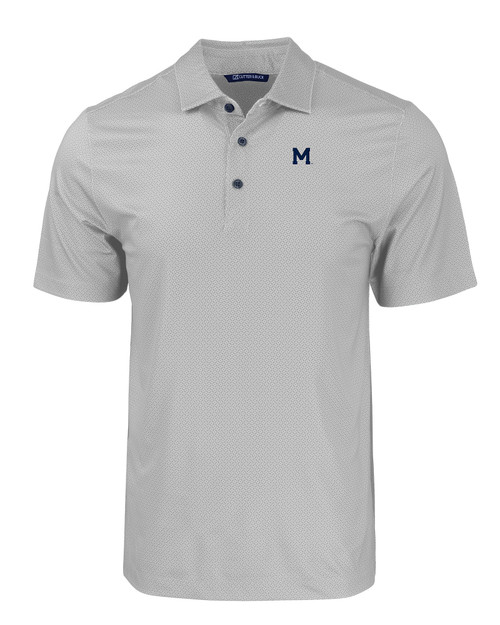 Michigan Wolverines College Vault Cutter & Buck Pike Eco Tonal Geo Print Stretch Recycled Mens Polo EG_MANN_HG 1