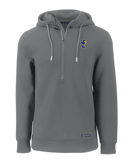 Kansas Jayhawks College Vault Cutter & Buck Roam Eco Half Zip Recycled Mens Hooded Pullover EG_MANN_HG 