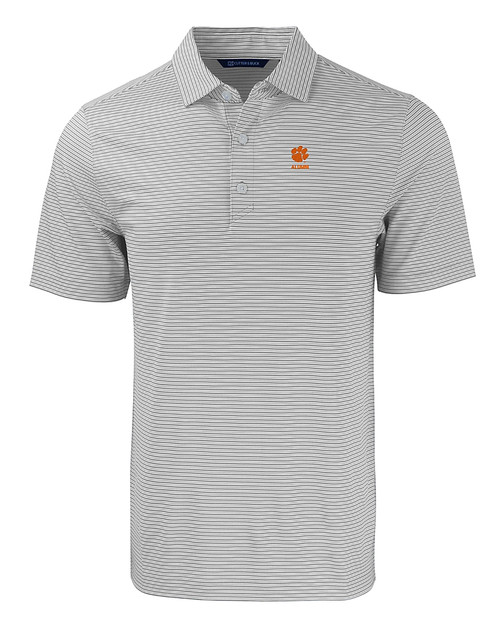 Clemson Tigers Alumni Cutter & Buck Forge Eco Double Stripe Stretch Recycled Mens Big &Tall Polo POLWH_MANN_HG 