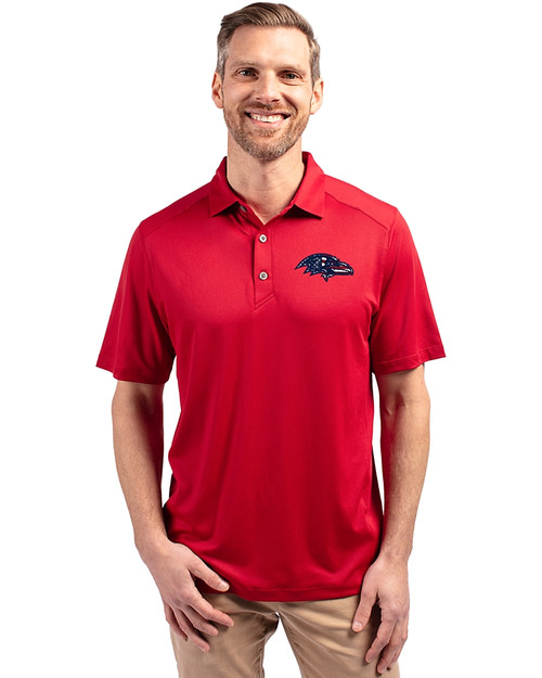 Baltimore Ravens Americana Cutter & Buck Forge Eco Stretch Recycled Mens Big & Tall Polo Cardinal Red Front