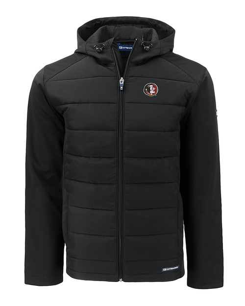 Florida State Seminoles College Vault Cutter & Buck Evoke Hybrid Eco Softshell Recycled Full Zip Mens Big & Tall Hooded Jacket BL_MANN_HG 