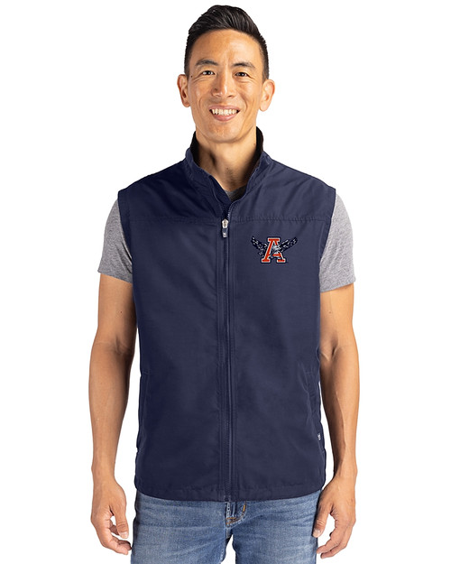 Auburn Tigers College Vault Cutter & Buck Charter Eco Full-Zip Mens Big & Tall Vest Navy Blue Front