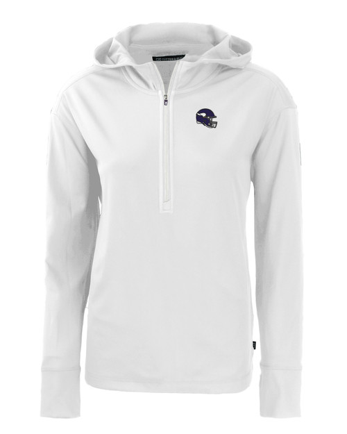 Minnesota Vikings NFL Helmet Cutter & Buck Daybreak Eco Recycled Womens Half Zip Hoodie WH_MANN_HG 1