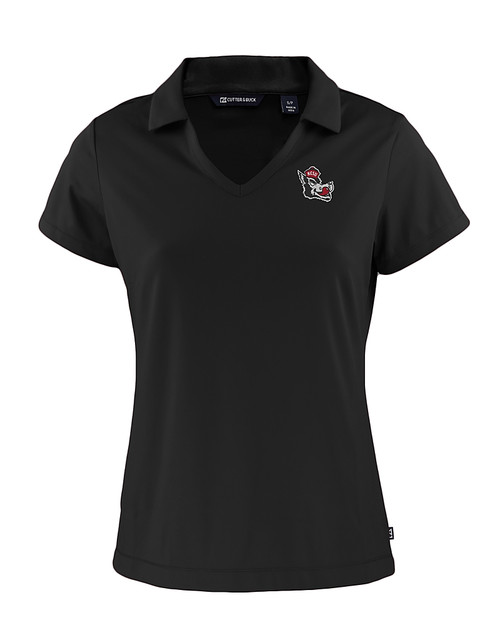 NC State Wolfpack College Vault Cutter & Buck Daybreak Eco Recycled Womens V-neck Polo Black Mannequin