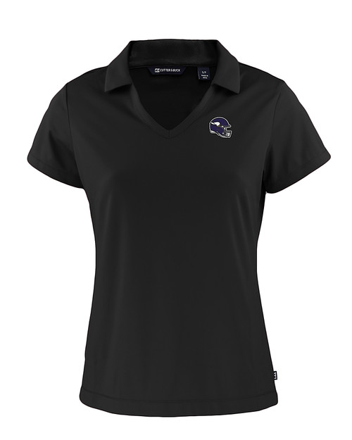 Minnesota Vikings NFL Helmet Cutter & Buck Daybreak Eco Recycled Womens V-neck Polo Black Mannequin