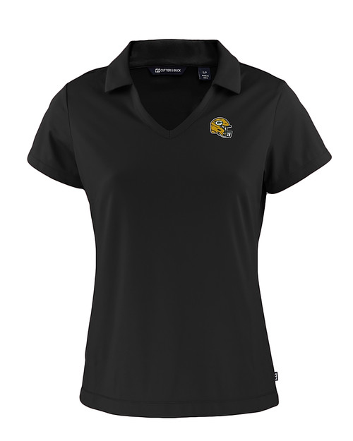 Green Bay Packers NFL Helmet Cutter & Buck Daybreak Eco Recycled Womens V-neck Polo Black Mannequin