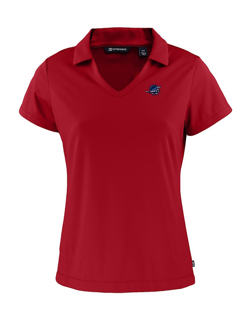 Miami Dolphins Americana Cutter & Buck Daybreak Eco Recycled Womens V-neck Polo Cardinal Red Mannequin