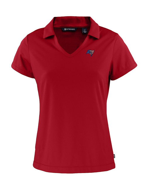 Tampa Bay Buccaneers Americana Cutter & Buck Daybreak Recycled Womens V-Neck Polo Cardinal Red Mannequin