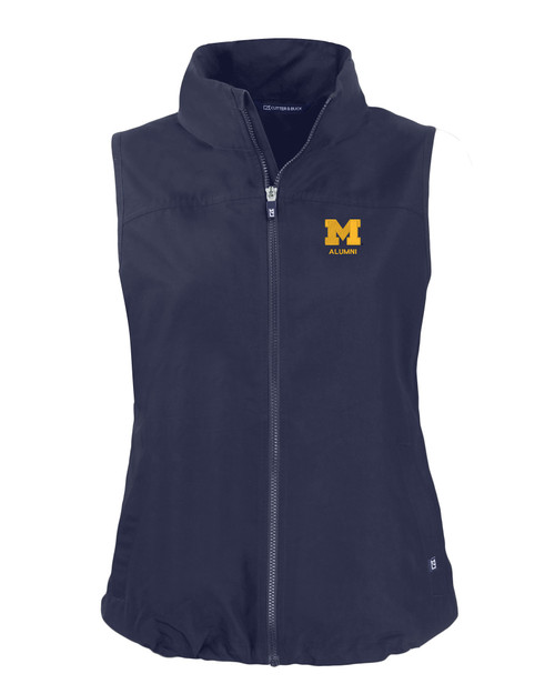 Michigan Wolverines Alumni Cutter & Buck Charter Eco Full-Zip Womens Vest NVBU_MANN_HG 1