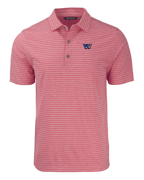 Washington Commanders Americana Cutter & Buck Forge Eco Heather Stripe Stretch Recycled Mens Polo CRH_MANN_HG 1