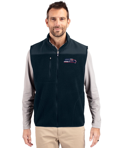 Seattle Seahawks Americana Cutter & Buck Cascade Eco Fleece Mens Vest NVBU_PRO_HG 