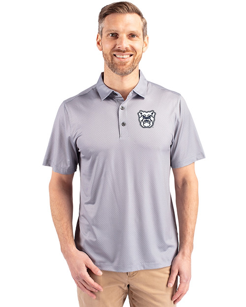 Butler Bulldogs Cutter & Buck Pike Eco Tonal Geo Print Stretch Recycled Mens Polo Elemental Grey Front