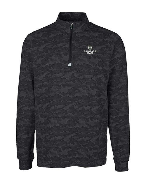 Colorado State Rams Cutter & Buck Traverse Stretch Eco Camo Print Quarter Zip Mens Big and Tall Pullover BL_MANN_HG 