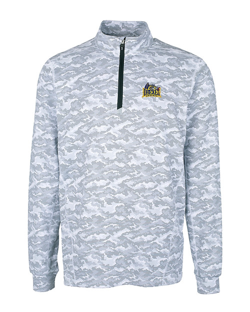 Drexel Dragons Cutter & Buck Traverse Stretch Eco Camo Print Quarter Zip Mens Big and Tall Pullover CC_MANN_HG 