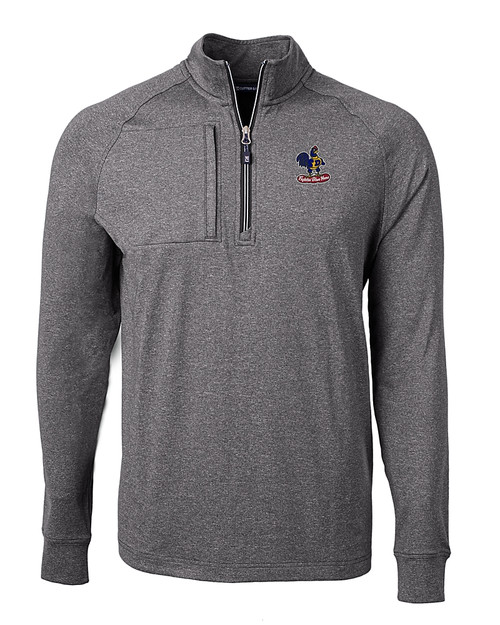 Delaware Fightin' Blue Hens College Vault Cutter & Buck Adapt Eco Knit Heather Mens Big & Tall Quarter Zip Pullover BLH_MANN_HG 