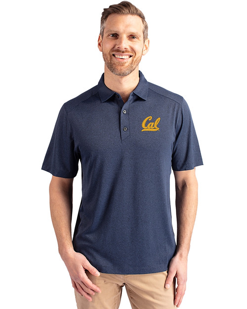 Cal Golden Bears Cutter & Buck Forge Eco Stretch Recycled Mens Big & Tall Polo Dark Navy Blue Heather Front