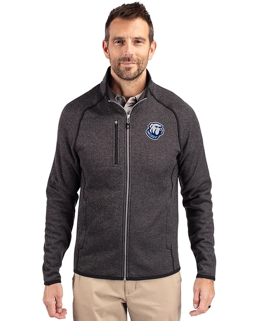 The Citadel Bulldogs Cutter & Buck Mainsail Sweater-Knit Mens Big & Tall Full Zip Jacket Charcoal Heather Front