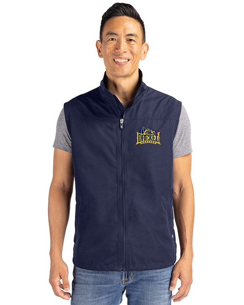 Drexel Dragons Cutter & Buck Charter Eco Full-Zip Mens Big & Tall Vest Navy Blue Front