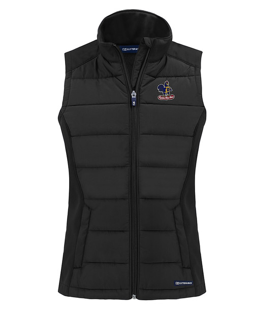 Delaware Fightin' Blue Hens College Vault Cutter & Buck Evoke Hybrid Softshell Recycled Womens Full Zip Vest BL_MANN_HG 